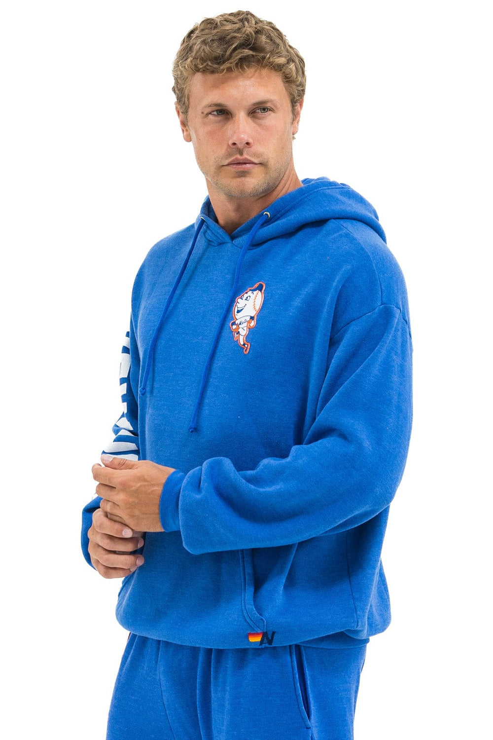 NY METS RELAXED PULLOVER HOODIE - BLUE
