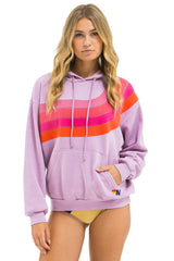WAVE STRIPE 4 PULLOVER HOODIE RELAXED - MAUVE // MAGENTA ORANGE