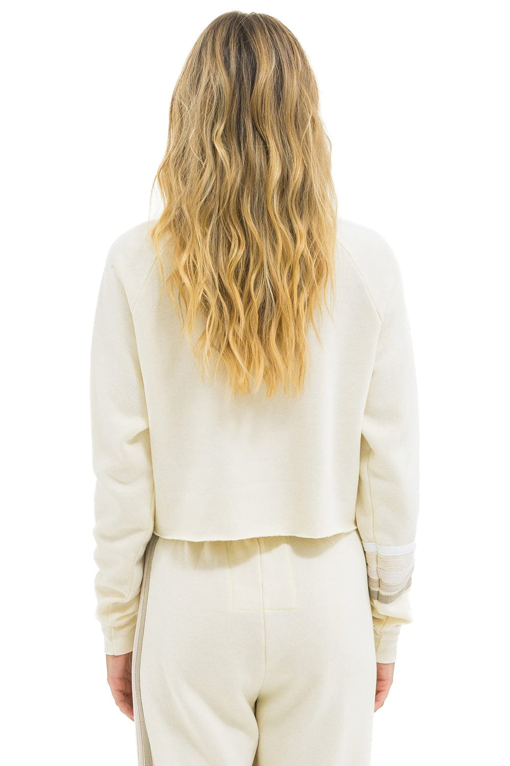 BOLT RUGBY STITCH CROPPED CREW SWEATSHIRT - VINTAGE WHITE // WHITE GREY