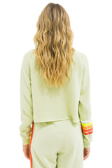 BOLT RUGBY STITCH CROPPED CREW SWEATSHIRT - LIME CREAM // WHITE NEON