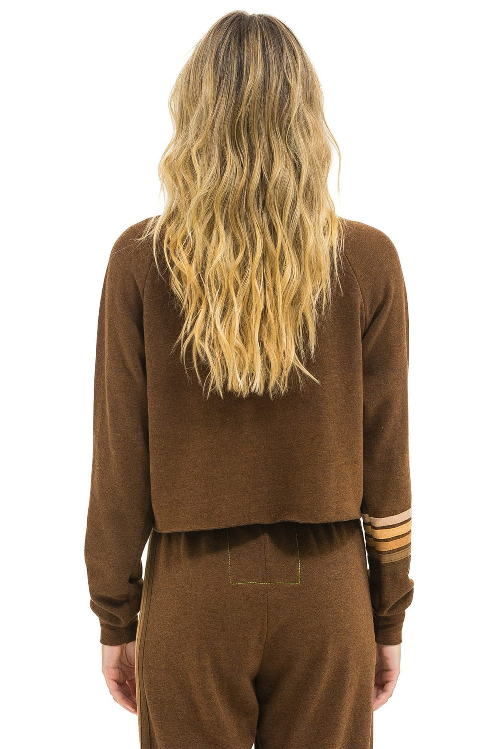 BOLT RUGBY STITCH CROPPED CREW SWEATSHIRT - CHOCOLATE // ESPRESSO