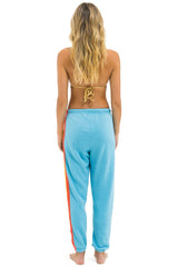 5 STRIPE SWEATPANTS - AQUA // WHITE NEON