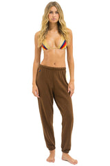 5 STRIPE SWEATPANTS - CHOCOLATE // WHITE NEON