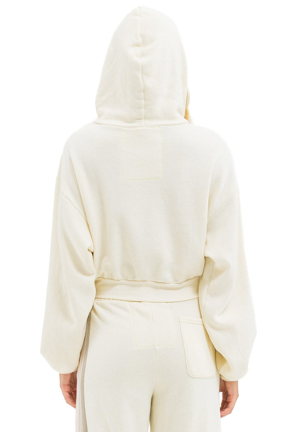 5 STRIPE CROPPED ZIP HOODIE RELAXED - VINTAGE WHITE // WHITE GREY