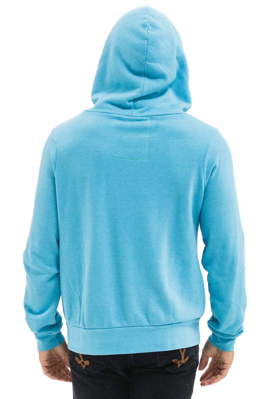 5 STRIPE HOODIE - AQUA // WHITE NEON