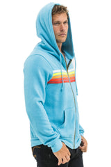 5 STRIPE HOODIE - AQUA // WHITE NEON