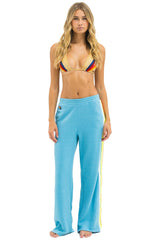 5 STRIPE WIDE LEG POCKET SWEATPANTS - AQUA // WHITE NEON