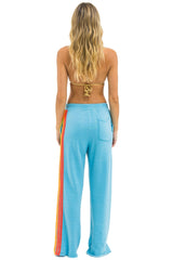 5 STRIPE WIDE LEG POCKET SWEATPANTS - AQUA // WHITE NEON