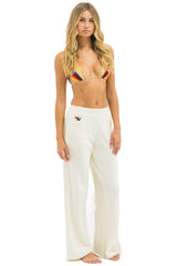 5 STRIPE WIDE LEG POCKET SWEATPANTS - VINTAGE WHITE // WHITE NEON