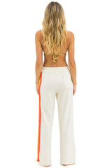 5 STRIPE WIDE LEG POCKET SWEATPANTS - VINTAGE WHITE // WHITE NEON