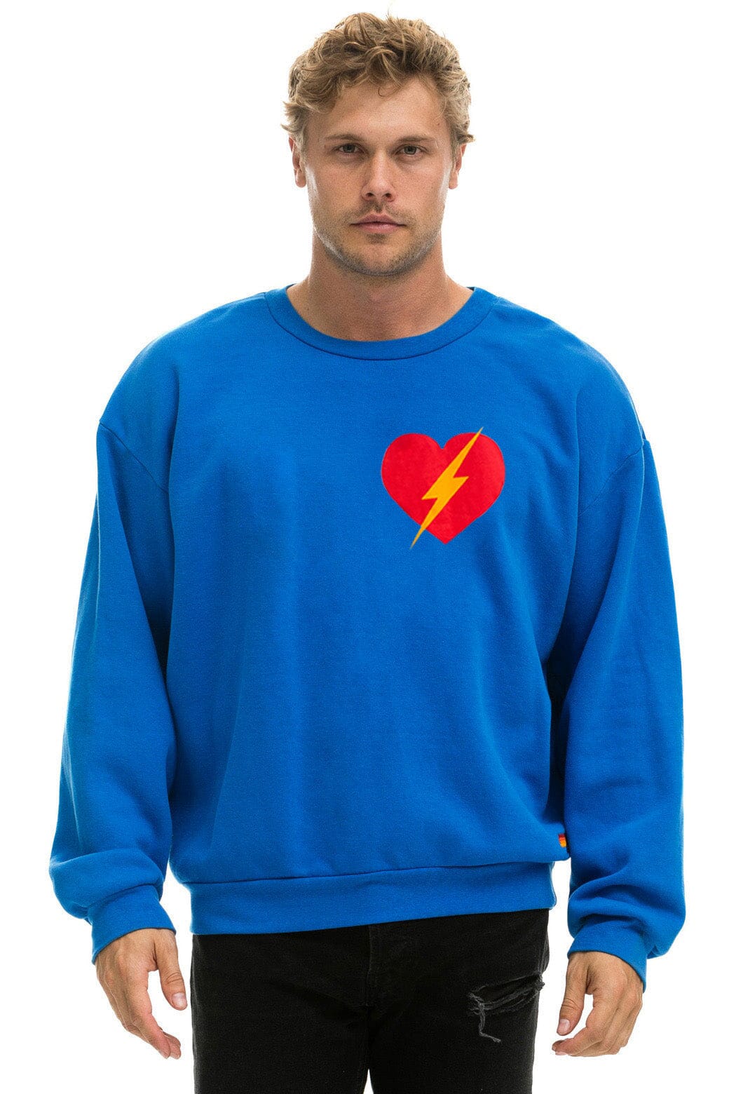 BOLT HEART RELAXED CREW SWEATSHIRT - ADVENTURE BLUE