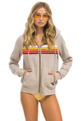 5 STRIPE HOODIE - SAND // RAINBOW WHITE