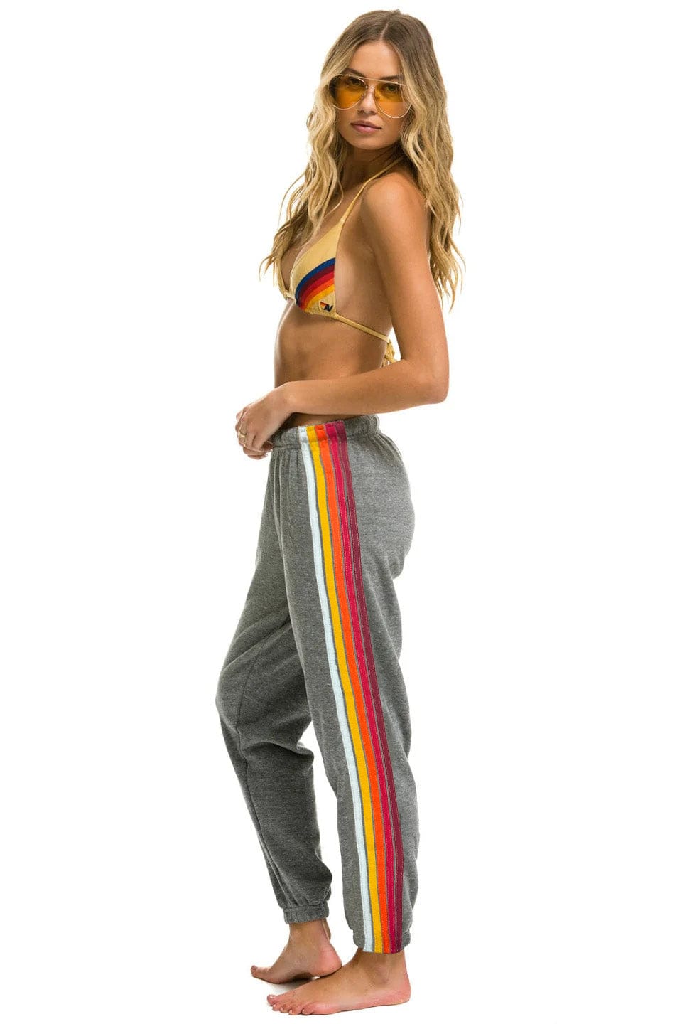 5 STRIPE SWEATPANTS - HEATHER // RAINBOW WHITE