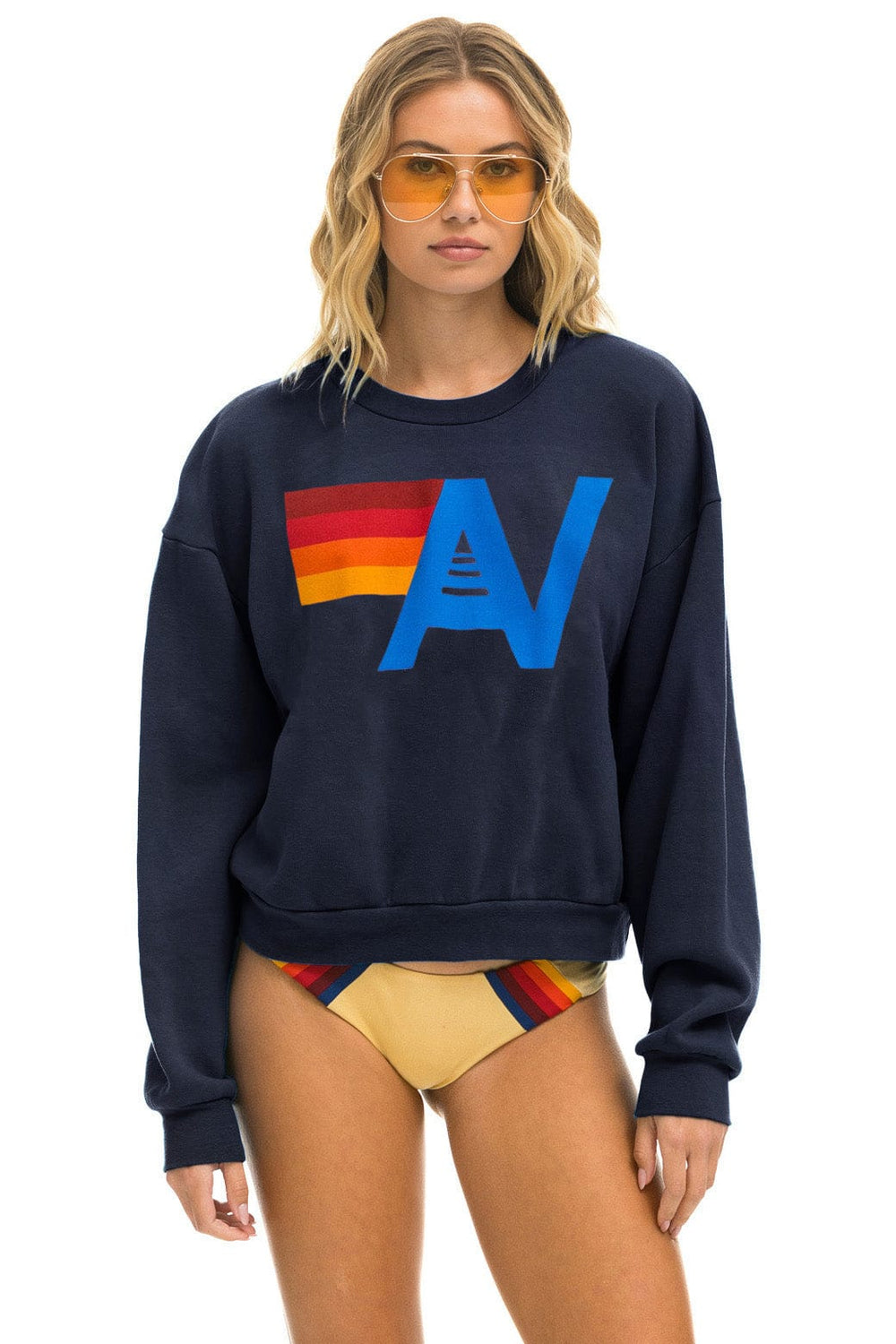 LOGO RELAXED CREW SWEATSHIRT - NAVY