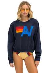 LOGO RELAXED CREW SWEATSHIRT - NAVY