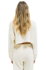 LOGO CROPPED CREW SWEATSHIRT RELAXED - VINTAGE WHITE