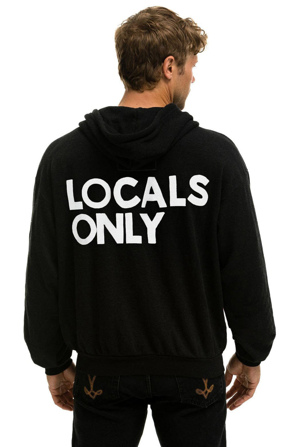 LOCALS ONLY RELAXED ZIP HOODIE - BLACK