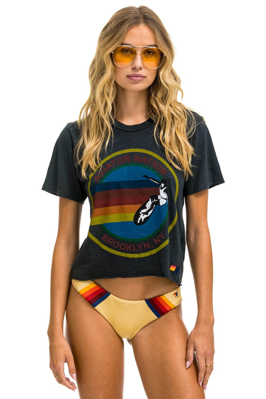 AVIATOR NATION BROOKLYN BOYFRIEND TEE - CHARCOAL