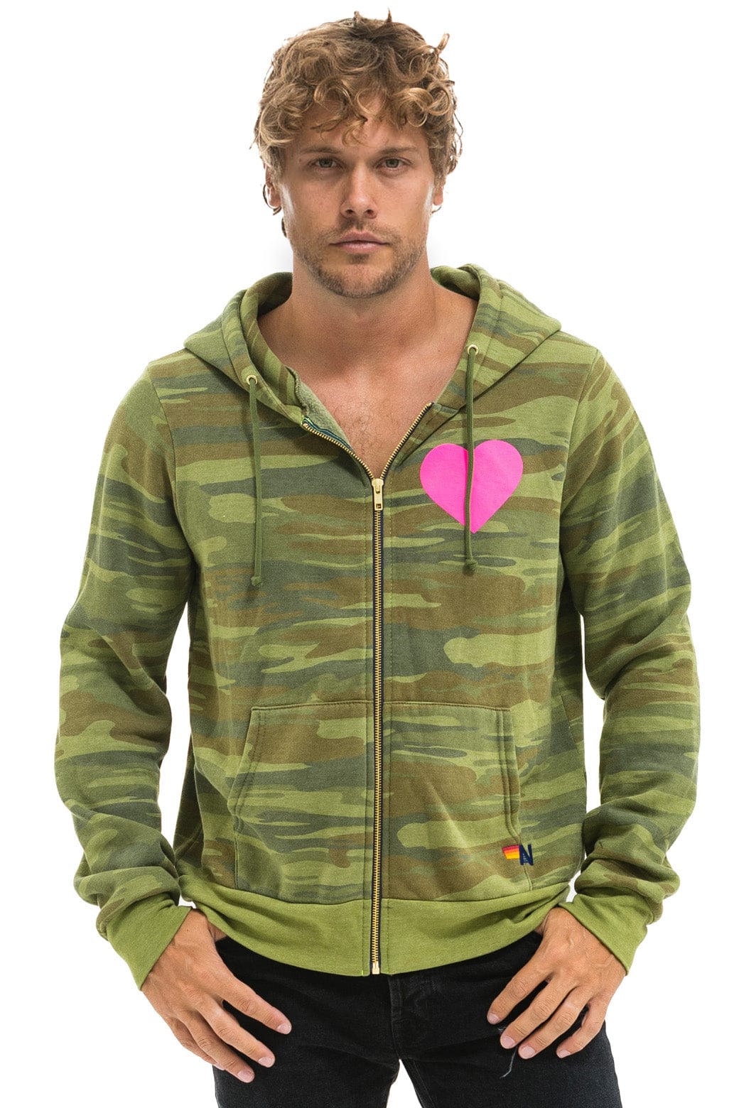 HEART 2 HOODIE - CAMO // NEON PINK
