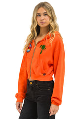 PALM TREE MONTECITO 2025 CROPPED ZIP HOODIE RELAXED - ORANGE