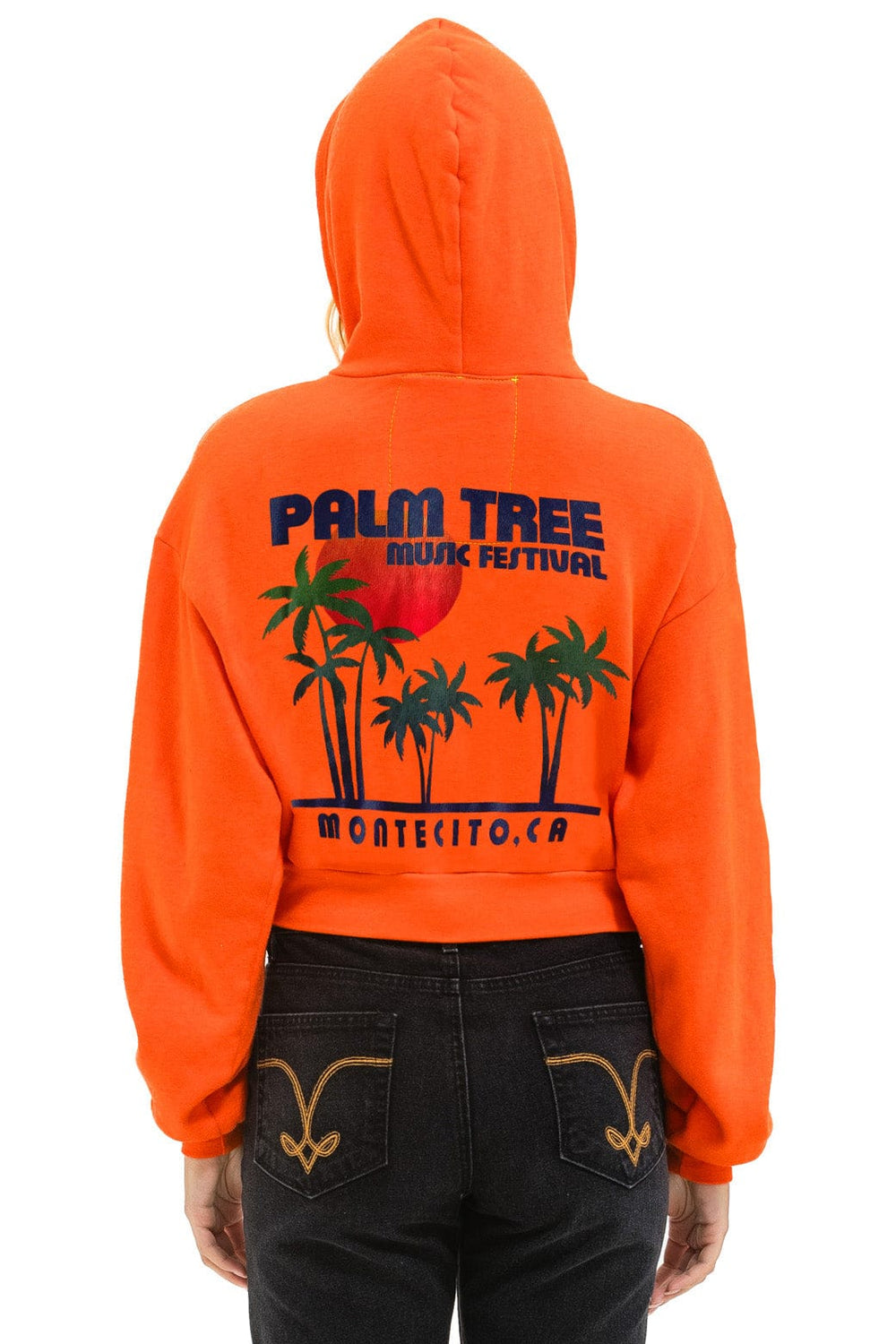 PALM TREE MONTECITO 2025 CROPPED ZIP HOODIE RELAXED - ORANGE