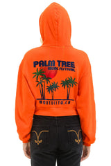 PALM TREE MONTECITO 2025 CROPPED ZIP HOODIE RELAXED - ORANGE