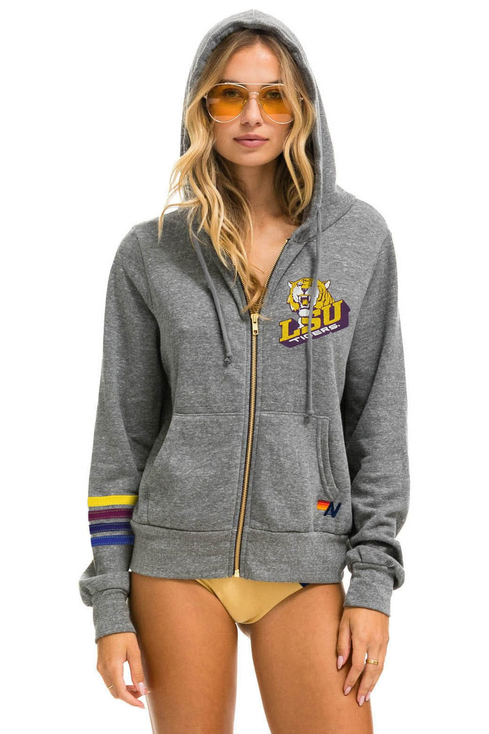 LSU BOLT ZIP HOODIE - HEATHER GREY