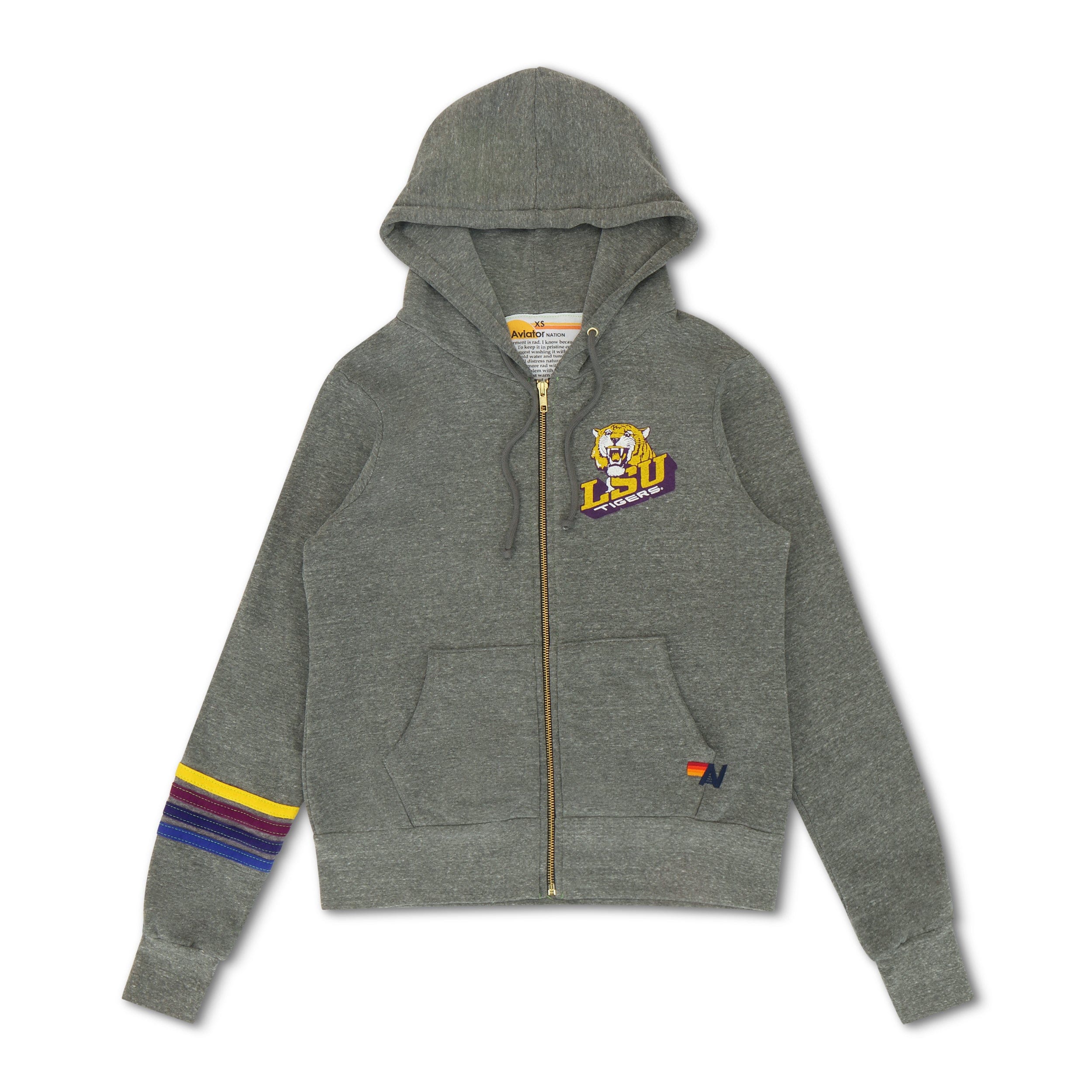 LSU BOLT ZIP HOODIE - HEATHER GREY