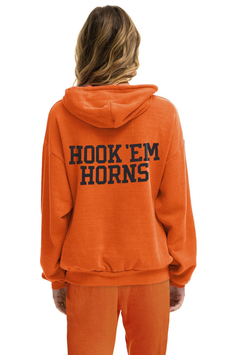 UNIVERSITY OF TEXAS CIRCLE PRINT PULLOVER HOODIE RELAXED - BURNT ORANGE