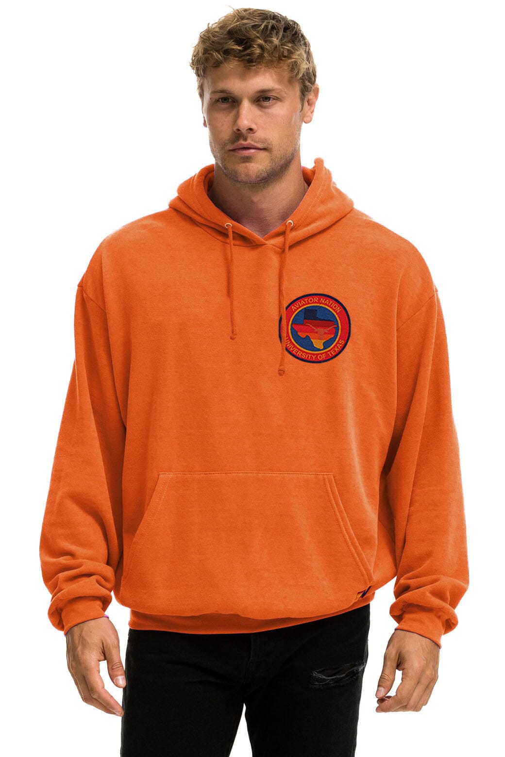 UNIVERSITY OF TEXAS CIRCLE PRINT PULLOVER HOODIE RELAXED - BURNT ORANGE