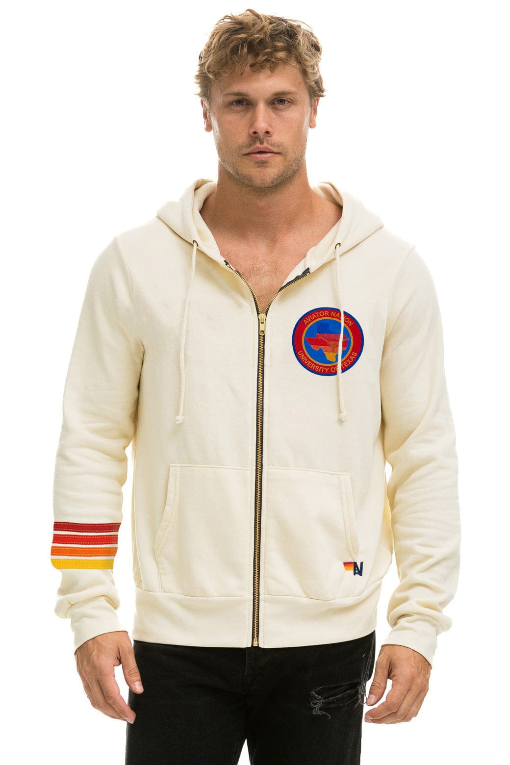 UNIVERSITY OF TEXAS CIRCLE HOOK 'EM ZIP HOODIE - VINTAGE WHITE