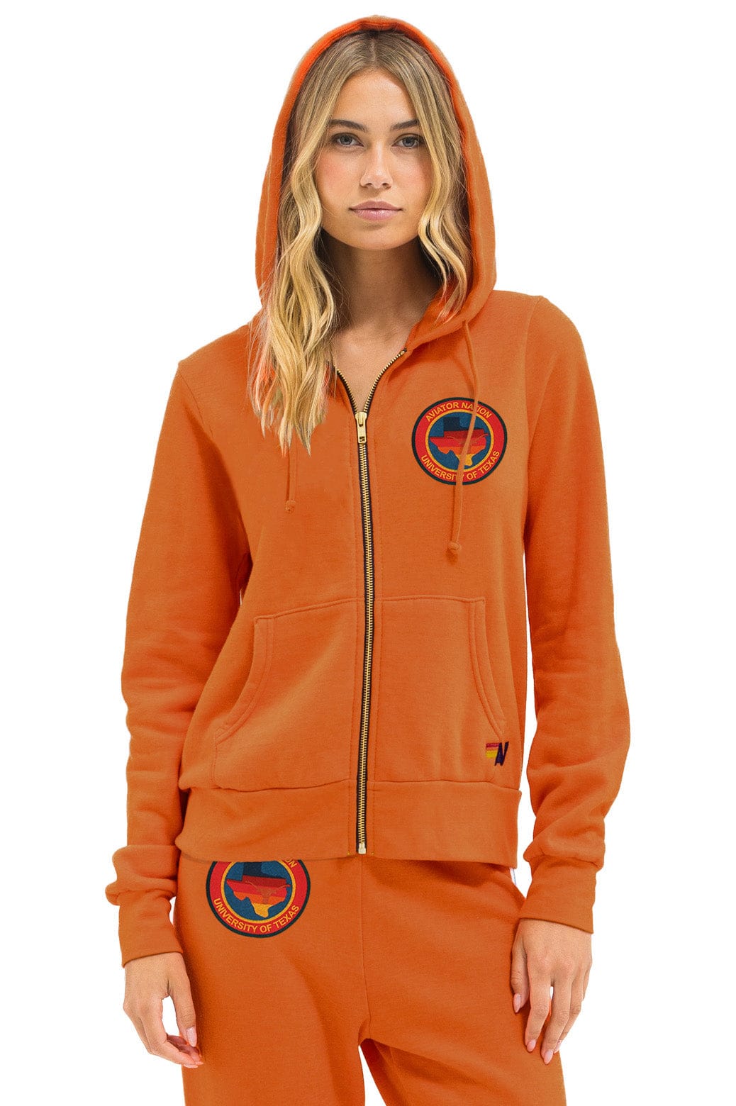 UNIVERSITY OF TEXAS CIRCLE PRINT ZIP HOODIE - BURNT ORANGE