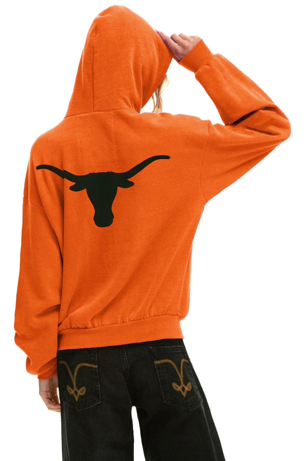 UNIVERSITY OF TEXAS LONGHORNS RELAXED CIRCLE CROPPED HOODIE - BURNT ORANGE