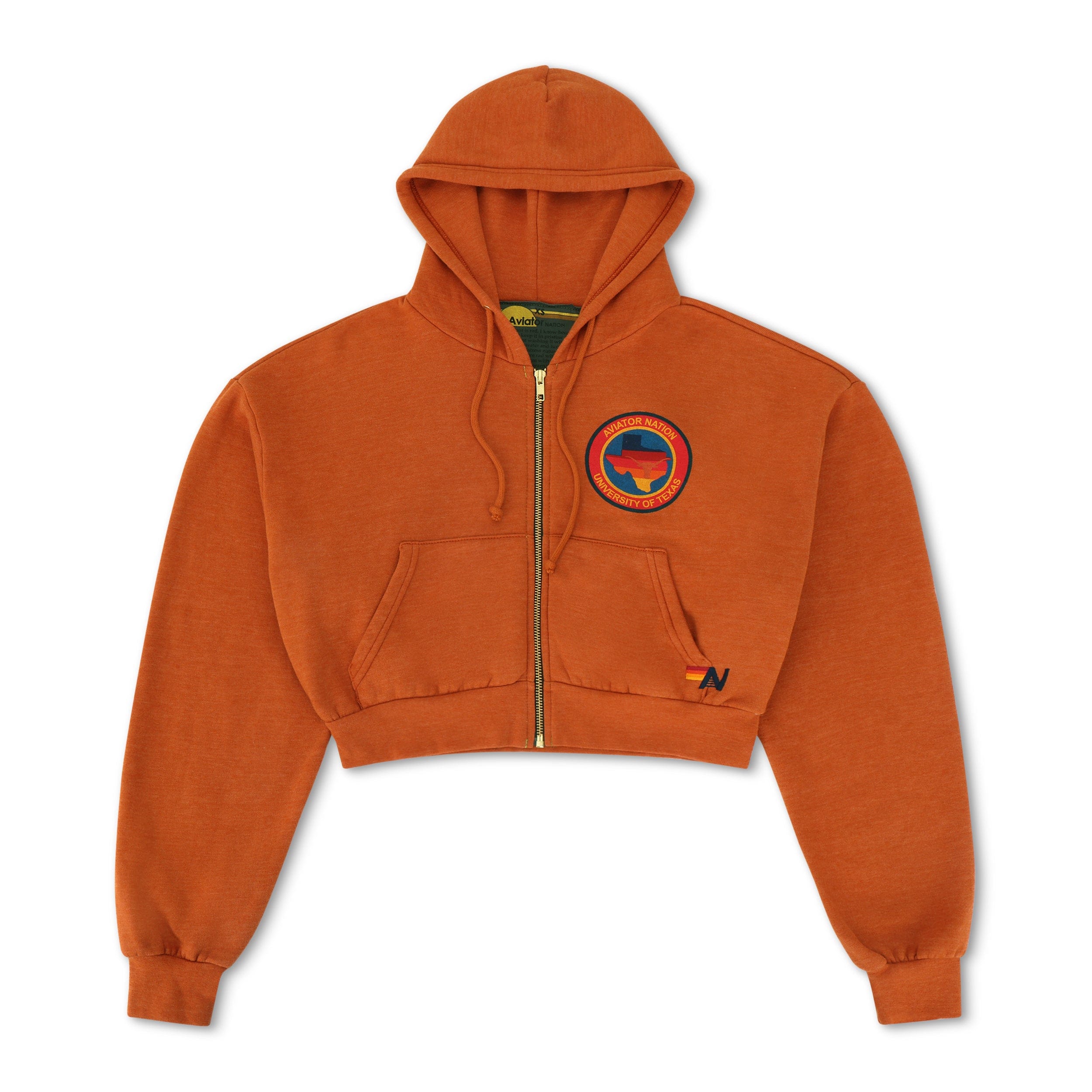 UNIVERSITY OF TEXAS LONGHORNS RELAXED CIRCLE CROPPED HOODIE - BURNT ORANGE