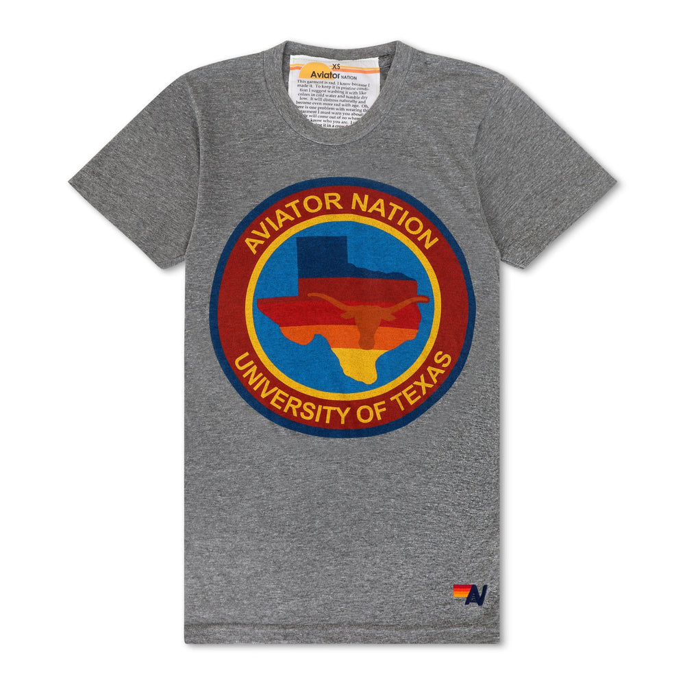 UNIVERSITY OF TEXAS CIRCLE PRINT CREW TEE SHIRT - HEATHER