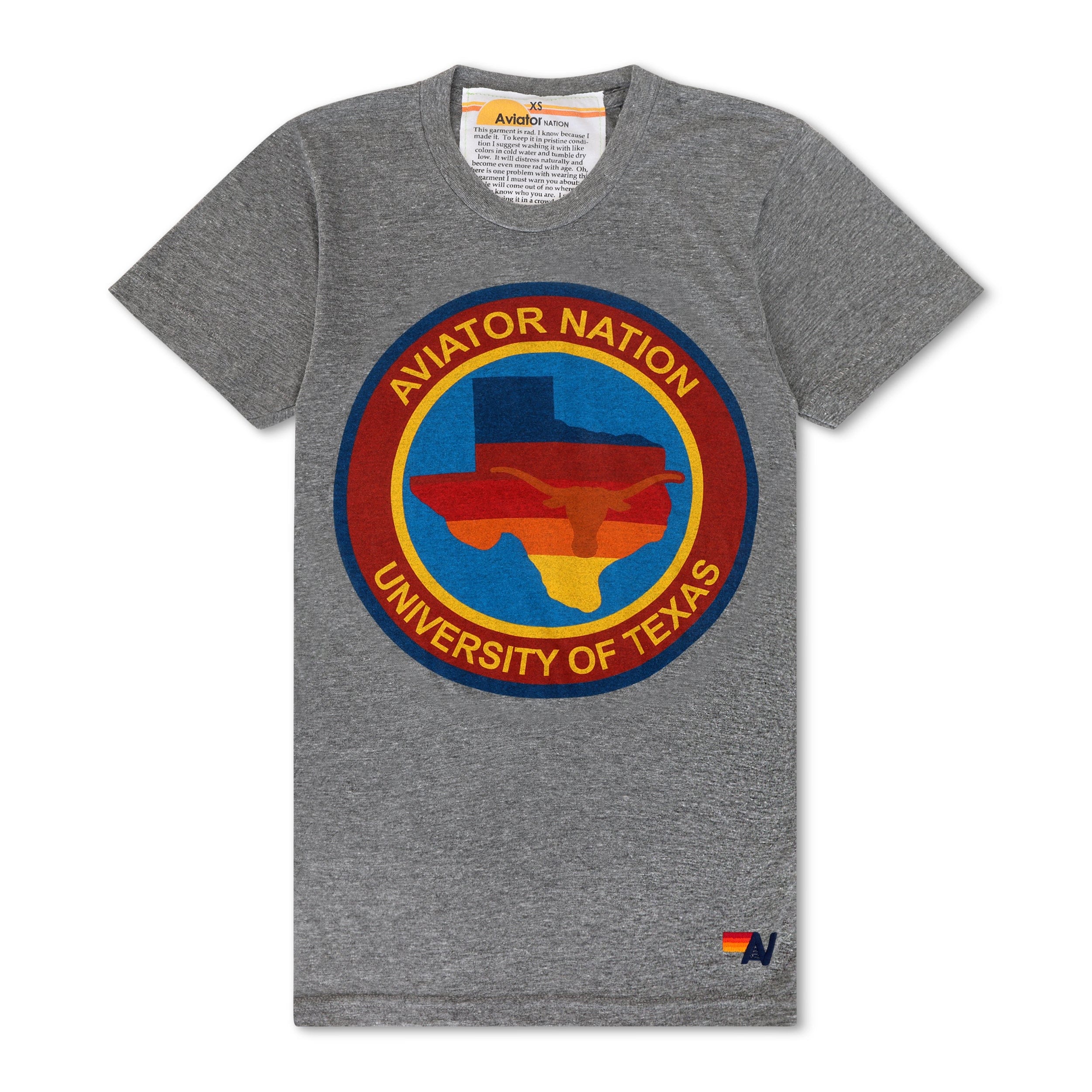 UNIVERSITY OF TEXAS CIRCLE PRINT CREW TEE SHIRT - HEATHER