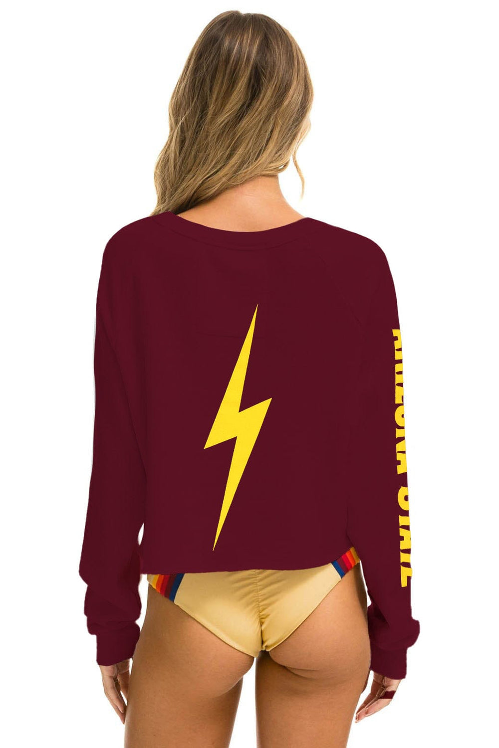 ASU BOLT CROPPED CREW SWEATSHIRT - MAROON