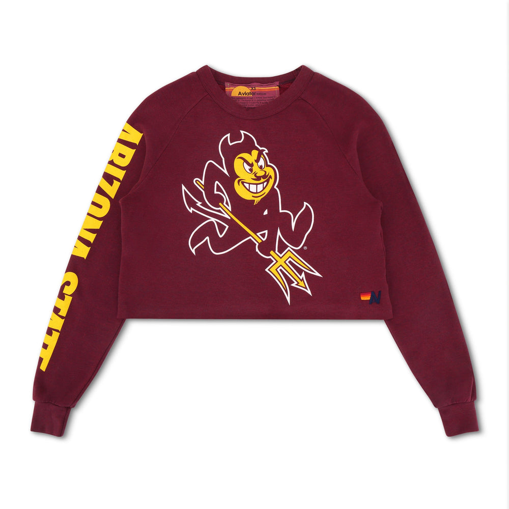 ASU BOLT CROPPED CREW SWEATSHIRT - MAROON
