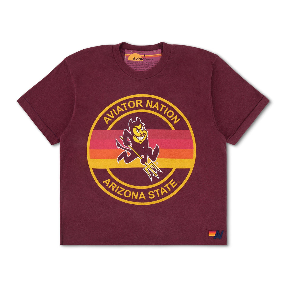 ASU BOLT BOYFRIEND TEE - MAROON