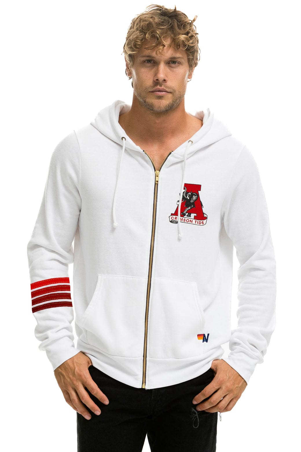 UNIVERSITY OF ALABAMA ROLL TIDE ZIP HOODIE - WHITE