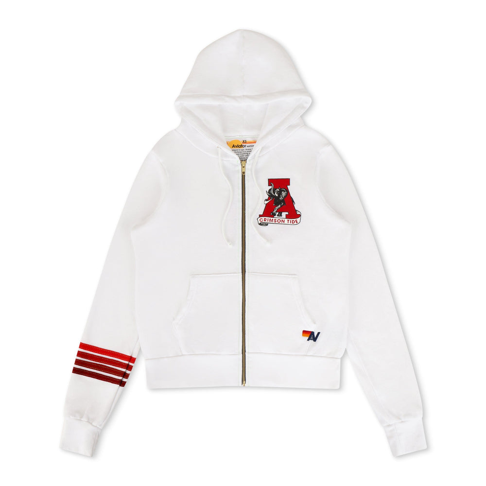 UNIVERSITY OF ALABAMA ROLL TIDE ZIP HOODIE - WHITE