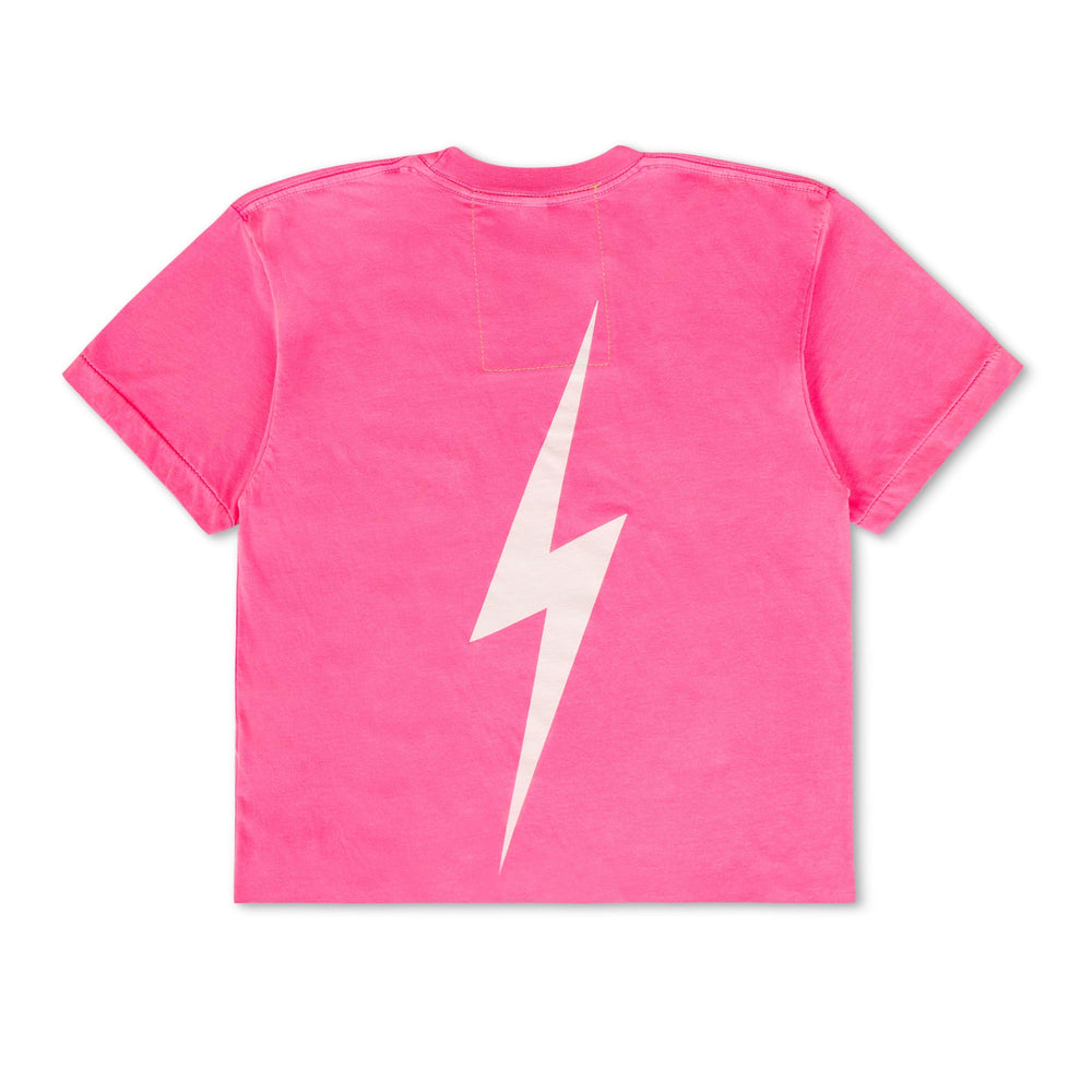 UNIVERSITY OF ALABAMA BOLT SCRIPT BOYFRIEND TEE - NEON PINK
