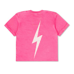 UNIVERSITY OF ALABAMA BOLT SCRIPT BOYFRIEND TEE - NEON PINK