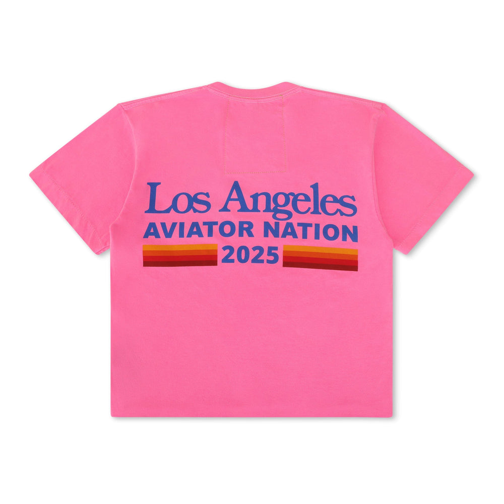 LOS ANGELES WINE & FOOD 2025 BOYFRIEND TEE - NEON PINK