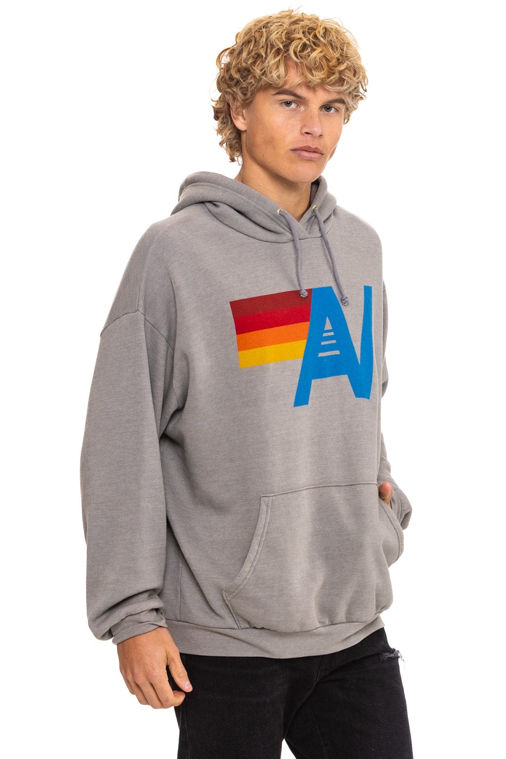 LOGO PULLOVER RELAXED HOODIE - SLATE