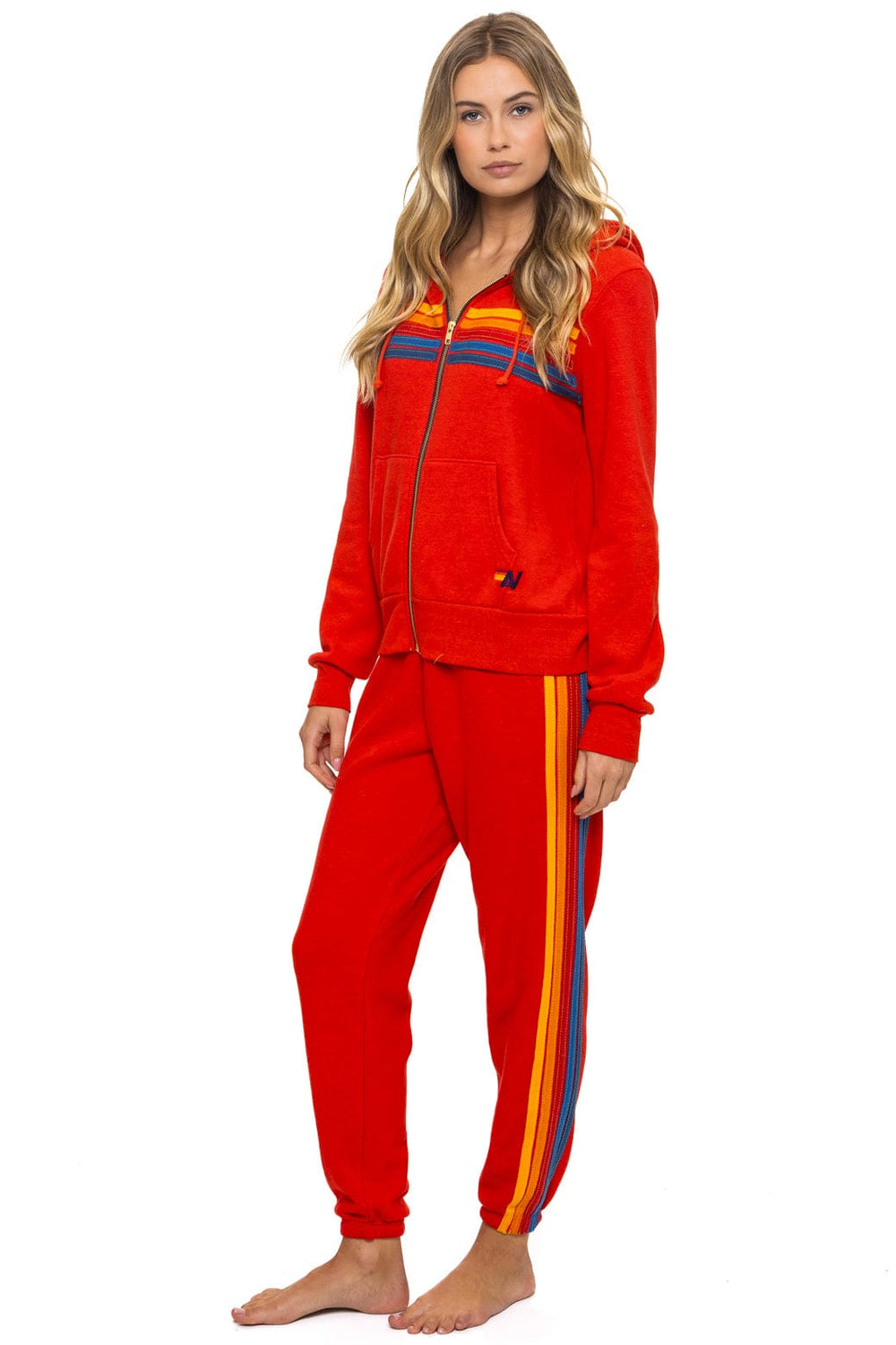 5 STRIPE HOODIE - RED