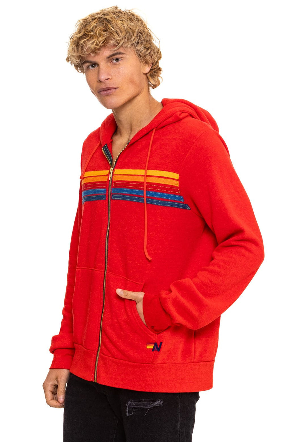 5 STRIPE HOODIE - RED