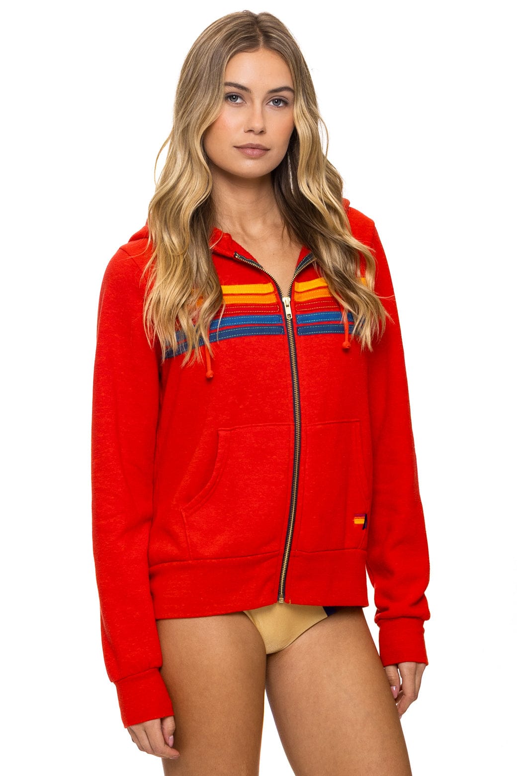 5 STRIPE HOODIE - RED