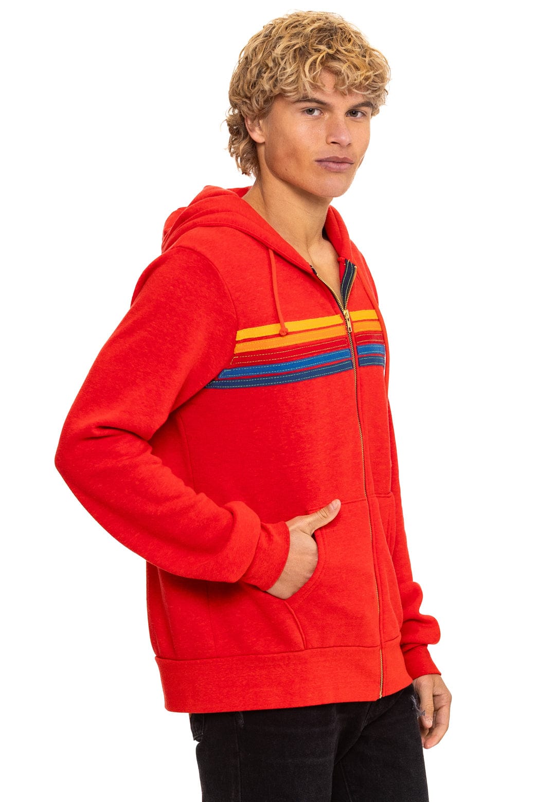 5 STRIPE HOODIE - RED