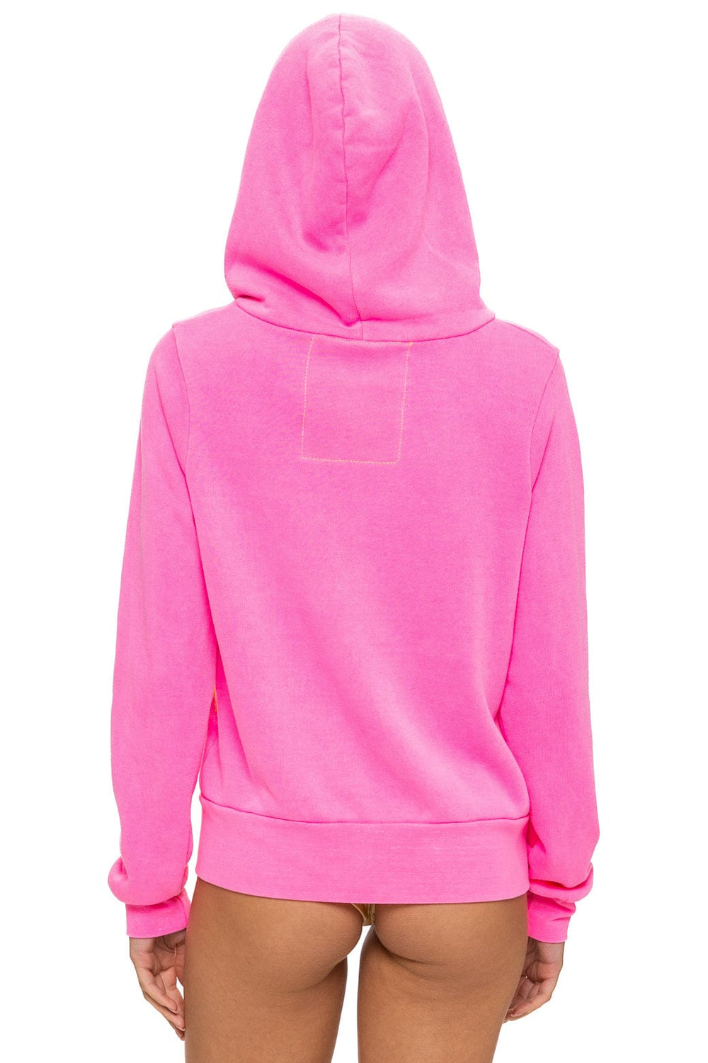 MOUNTAIN STITCH CHEVRON 4 ZIP HOODIE - NEON PINK